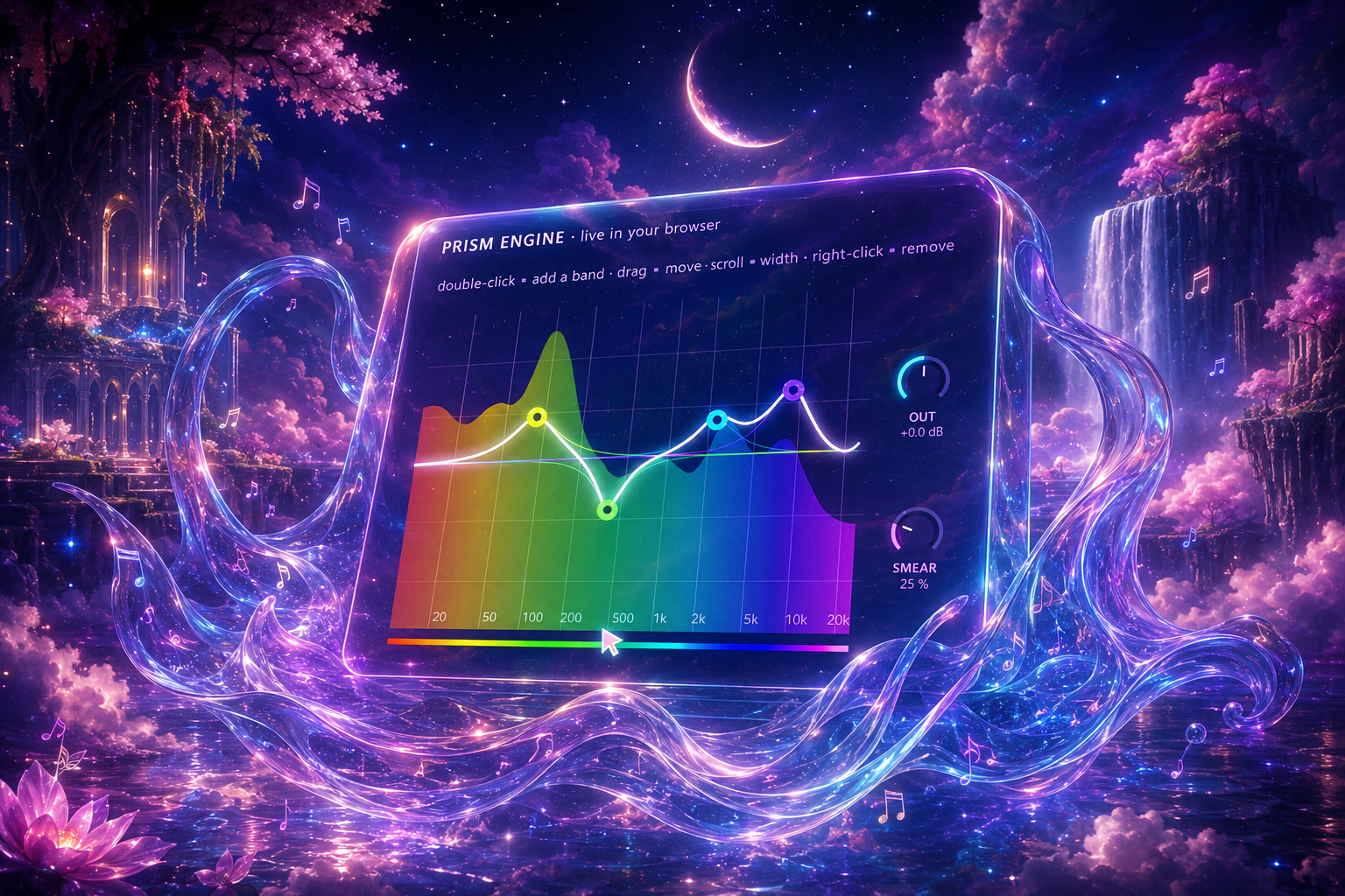 The SPC Prism Q browser playground reimagined as a liquid-glass spectral panel